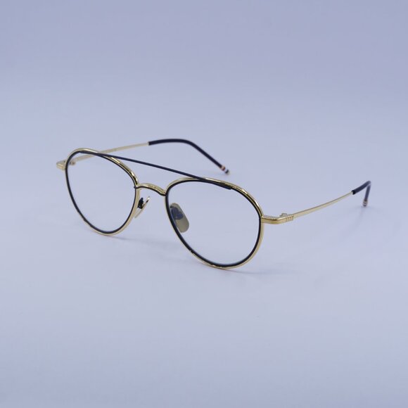 Thom Browne TB109-CGLDNVY53 Eyeglasses Gold/Navy 53mm Aviator Frame - Picture 6 of 10